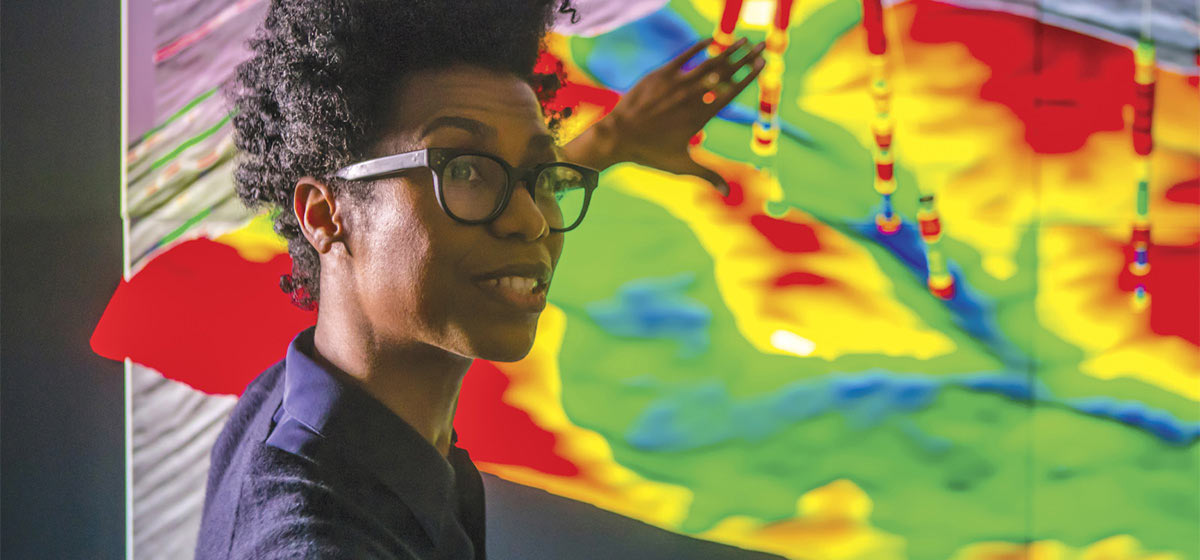 Woman looking at a thermal map