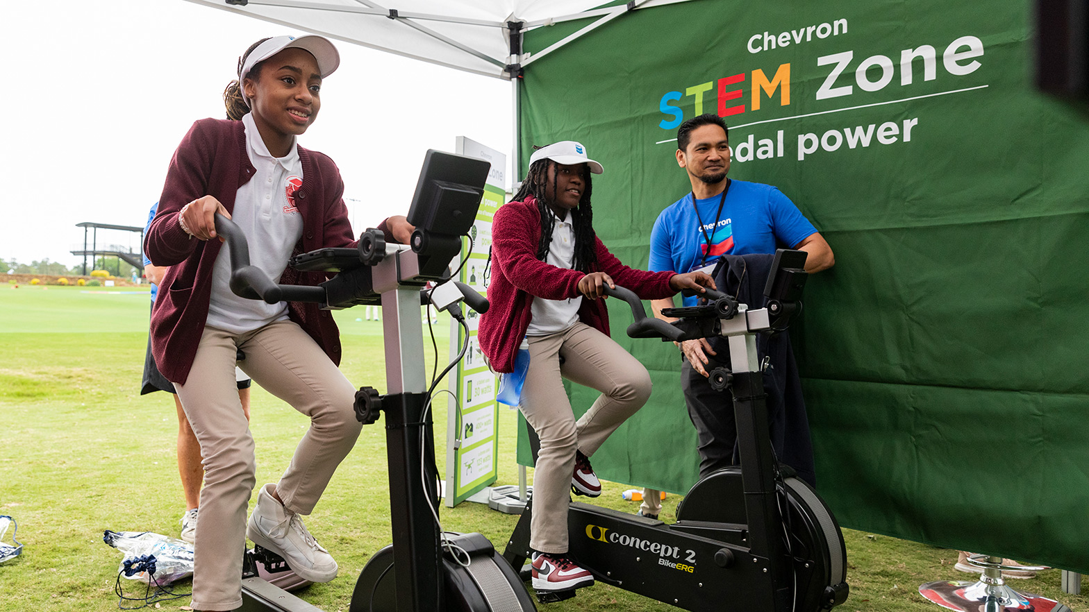 Students from the YWCPA learn how humans create energy at the Chevron STEM Zone.