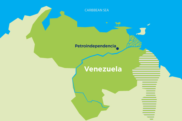 Chevron operations in Venezuela map, Petroindependencia