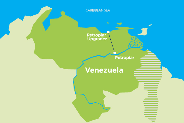 Chevron operations in Venezuela map, Petropiar